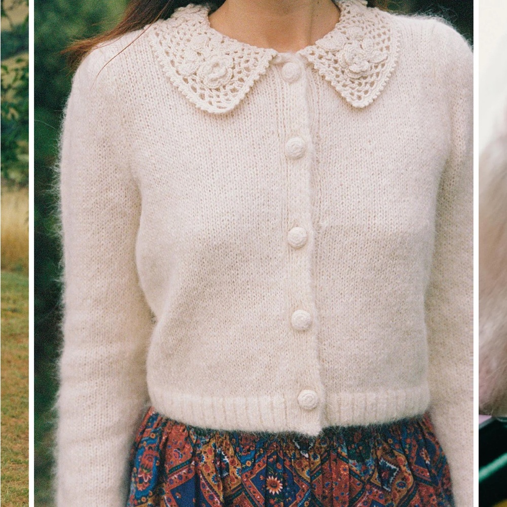 Christy Dawn Amaya NWOT Cream Knit Cardigan, Size S